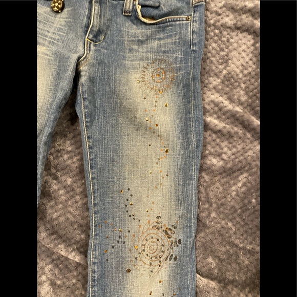 EC Hippie gold and bronze embellished jeans sz30/11 - Picture 6 of 8